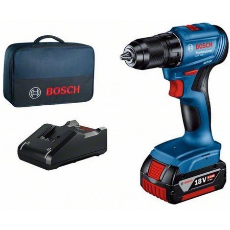 BOSCH GSR 185-LI Wiertarko-wkrętarka, 1x 4 Ah, GAL 18V-20, torba 06019K3005