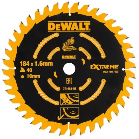 DeWALT DT1668 Tarcza pilarska 184x16 mm 40T