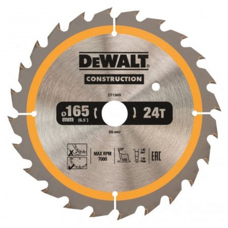 DeWALT DT1949 Piła tarczowa 165 x 20mm,24 zębów