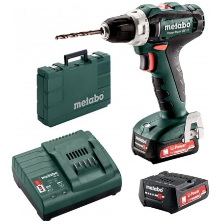 Metabo POWERMAXX BS 12 Wiertarko-wkrętarka (12V/2x2,0Ah) MetaBox 601036500