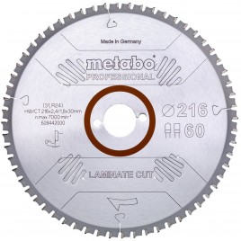 Metabo Piła tarczowa "Laminate cut Professional" 216x30 Z60 FZ/TZ 0° 628442000