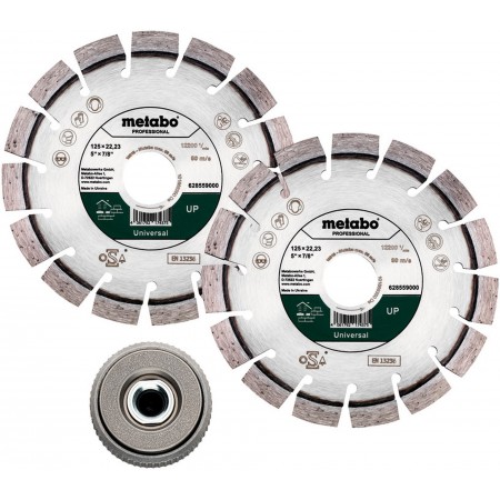 Metabo Zestaw: 2x tarcza diamentowa do cięcia 125x22,23mm, "UP"+1x nakrętka M14 628582000