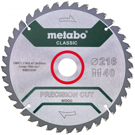 Metabo Piła tarczowa Classic 216x30 Z40 WZ 5 ° NEG / B 628652000