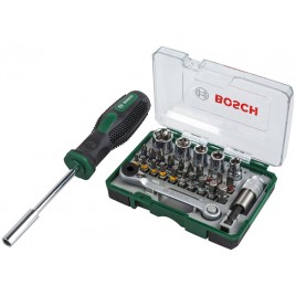 BOSCH Zestaw bitów do wkrętarek z grzechotką i ręcznym wkrętakiem (27 szt.) 2607017331