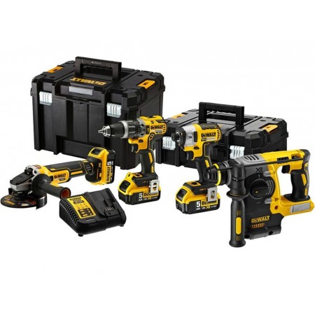 DeWALT DCK422P3T Zestaw Narzędzi DCD796+DCH273+DCF887+DCG405+3 x 5,0 Ah+DCB1104