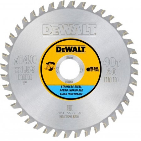 DeWALT DT1918 Tarcza 140x20mm 40T do metalu INOX