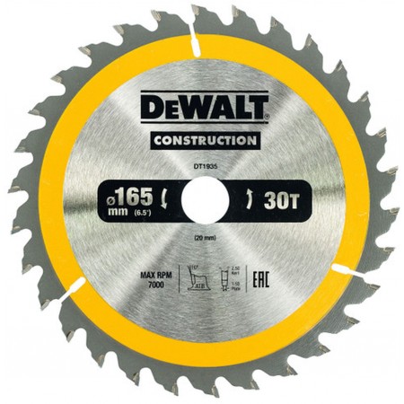 DeWALT DT1935 Tarcza tnąca 165 x 20 mm, 30 zębów