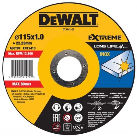 DeWALT DT3442 Tarcza do cięcia metalu 115x1x22,23mm