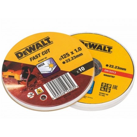 DeWALT DT3507 Zestaw tarcz tnących ze stali nierdzewnej, 125 x 1,0mm, 10 szt.