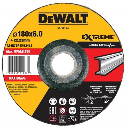 DeWALT DX7961 Tarcza szlifierska do metalu 180x22,2 mm, wypukła