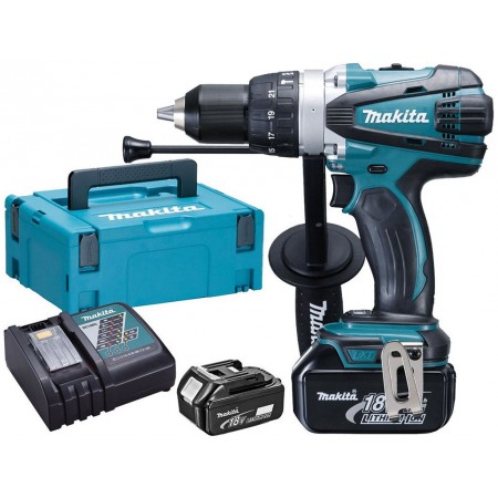 Makita DHP458RTJ Akum. Wiertarko-wkrętarka udarowa Li-ion, LXT, 18V, 2 x 5,0 Ah, Makpac