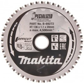 Makita B-69319 TCT Efficut Tarcza tnąca, do metalu 136x20mm 45Z