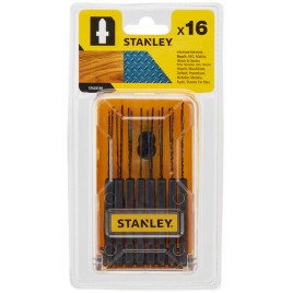 Stanley STA28160 Brzeszczoty do wyrzynarki HCS-HSS typu T do drewna i metalu, 16 sztuk Stanley STA28160 Brzeszczoty do wyrzynarki HCS-HSS typu T do drewna i metalu, 16 sztuk