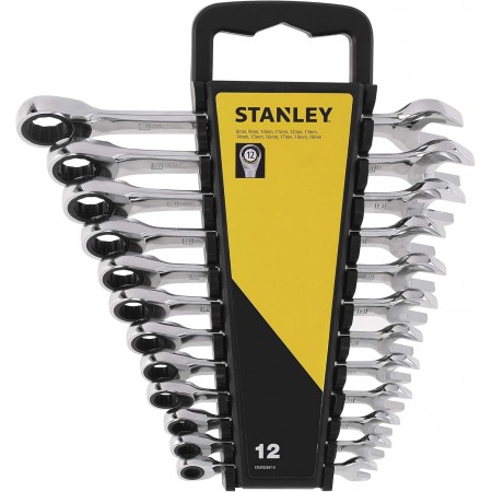 Stanley STMT82847-0 Zestaw kluczy płasko-oczkowych z grzechotką (8-19mm), 12szt