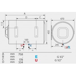 ARISTON PRO1 ECO 80 H Elektryczny podgrzewacz wody poziomy, 1,8kW 3201954