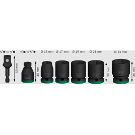 BOSCH Zestaw nasadek PRO Impact Socket Set z adapterem, 1/2",standardowe,7 szt. 2608003032