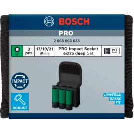 BOSCH Zestaw nasadek udarowych PRO z osłonami PET, 1”, bardzo głębokie, 3 szt. 2608003033