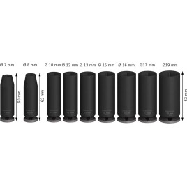 BOSCH Zestaw nasadek PRO Impact Socket Set, 3/8", głębokie, 9 szt. 2608003037