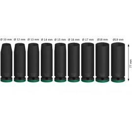 BOSCH Zestaw nasadek PRO Impact Socket Set, 1/2", głębokie, 9 szt.2608003039