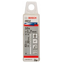 BOSCH Wiertła do metalu HSS-G, DIN 338, 1,7 x 20 x 43 mm 2608585472