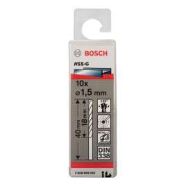 BOSCH Wiertła do metalu HSS-G, DIN 338, 1,5 x 18 x 40 mm 2608595050