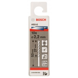 BOSCH Wiertła do metalu HSS-G, DIN 338, 2,2 x 27 x 53 mm 2608595052