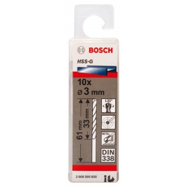 BOSCH Wiertła do metalu HSS-G, DIN 338, 3 x 33 x 61 mm 2608595055