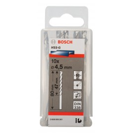 BOSCH Wiertła do metalu HSS-G, DIN 338, 4,5 x 47 x 80 mm 2608595061