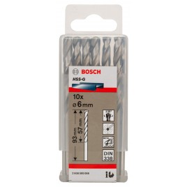 BOSCH Wiertła do metalu HSS-G, DIN 338, 6 x 57 x 93 mm 2608595066