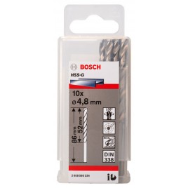 BOSCH Wiertła do metalu HSS-G, DIN 338, 4,8 x 52 x 83 mm 2608595334