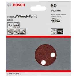 BOSCH Papier ścierny C430, opakowanie 5 szt. 125 mm, 60 2608605641