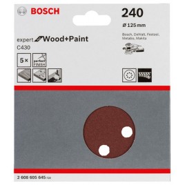 BOSCH Papier ścierny C430, opakowanie 5 szt. 125 mm, 240 2608605645