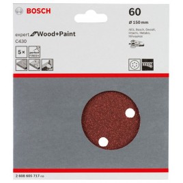 BOSCH Papier ścierny C430, opakowanie 5 szt. 150 mm, 60 2608605717