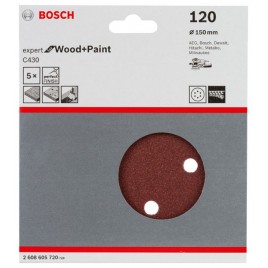 BOSCH Papier ścierny C430, opakowanie 5 szt. 150 mm, 120 2608605720