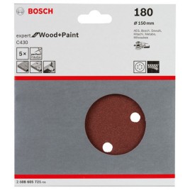 BOSCH Papier ścierny C430, opakowanie 5 szt. 150 mm, 180 2608605721