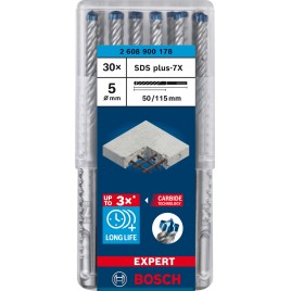 BOSCH Wiertło udarowe EXPERT SDS plus-7X 5 x 50 x 115 mm, 30 szt. 2608900178