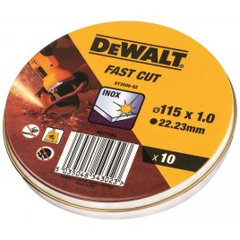 DeWALT DT3506 Zestaw tarcz tnących ze stali nierdzewnej, 115 x 1.0 mm, 10 szt.