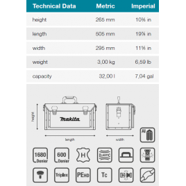 Makita E-15394 Torba narzędziowa 505x295x265mm=alt E-05424