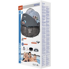 BESTWAY Steel Pro Max Basen 366 x 122 cm, z filtracją kartuszową + zadaszenie 5619K