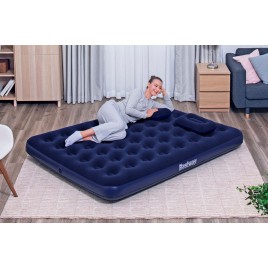 BESTWAY Air Bed Queen Materac dmuchany z pompką ręczną, 203 x 152 x 22 cm 67374