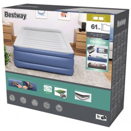 BESTWAY TriTech Queen Materac dmuchany z wbudowaną pompką, 203 x 152 x 61 cm 67690