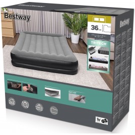 BESTWAY TriTech Queen Materac dmuchany z wbudowaną pompką, 203 x 152 x 36 cm 67725