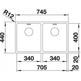 OUTLET BLANCO Andano 340/340-IF zlewozmywak z stali nierdzewnej bez korka autom. 522981