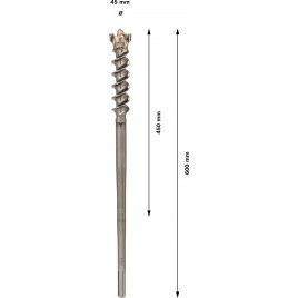 BOSCH Wiertło PRO SDS max-9 Break Through Drill Bit, 45 x 450 x 600 mm 1618596455