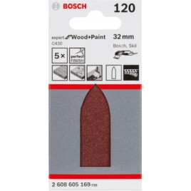 BOSCH Papier ścierny C430, opakowanie 5 szt. 32 mm, 120 2608605169