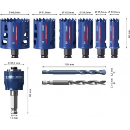 BOSCH Zestaw pił otwornic EXPERT Tough Material 22/25/35/40/51/68 mm 9 szt. 2608900446