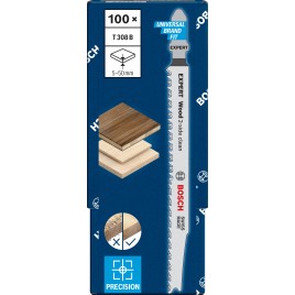 BOSCH Brzeszczoty do wyrzynarek EXPERT ‘Wood 2-side clean’ T 308 B, 100 szt. 2608900553