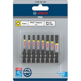 BOSCH Bit PRO Torx Impact, T15, T20(2x), T25(2x), T30(2x), T40, 55 mm, 8 szt. 2608522329