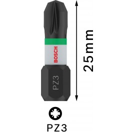 BOSCH Bit PRO Pozidriv Impact, PZ3, 25 mm, 2 szt. 2608522402