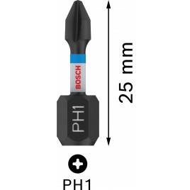 BOSCH Bit PRO Phillips Impact, PH1, 25 mm, 2 szt. 2608522468